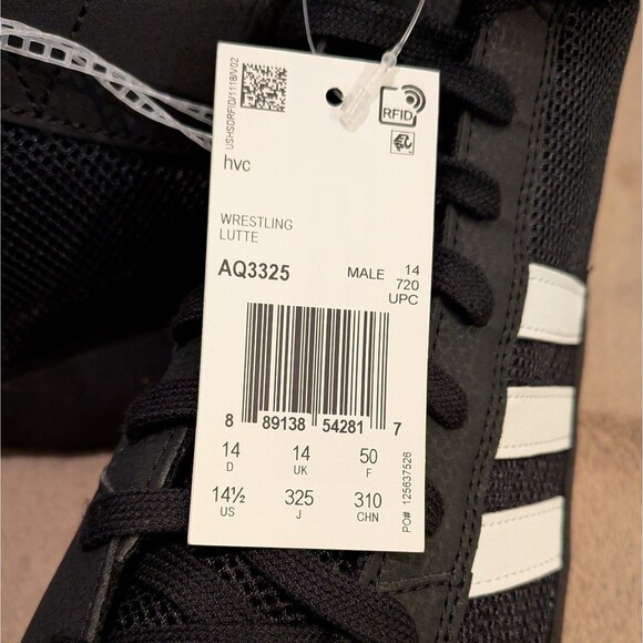 Adidas HVC 2 Wrestling Shoes Men\'s 14.5 Black White AQ3325 Havoc Boxing MMA New main image 11